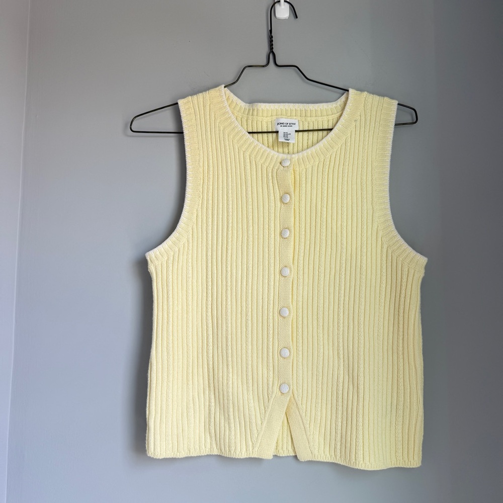 Song of Style by Aimee Song Sleeveless Sweater Butter Yellow XL Tank Button
